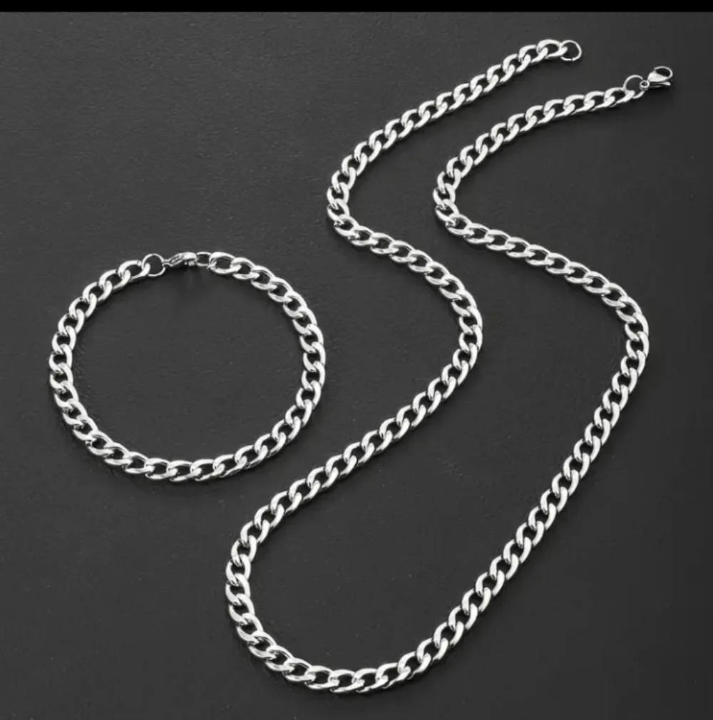 Stainless Steel 10mm Necklace Bracelet Set